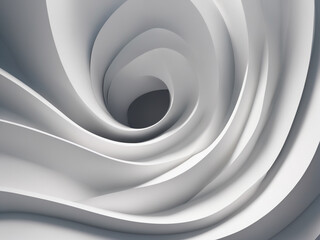 3D white geometric abstract background overlap layer on bright space with waves decoration. Minimalist modern graphic design element - generated by ai