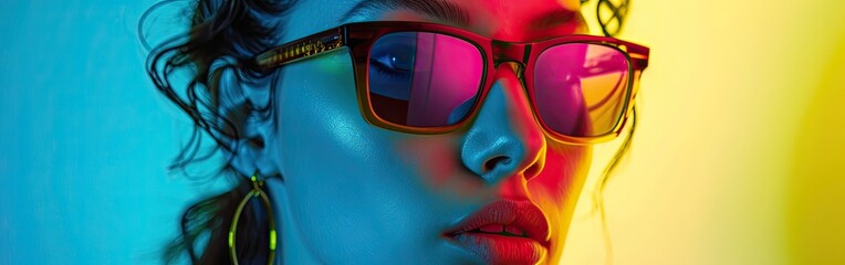 Colorful woman portrait with glasses