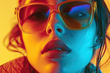 Colorful woman portrait with glasses