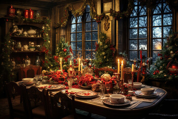 Fototapeta na wymiar beautiful Christmas diner table