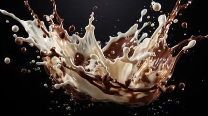 Küchenrückwand glas motiv splash of chocolate or Cocoa. 3d illustration. © alexkich
