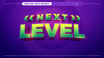 Next level 3D green games text effect, modern graphic styles