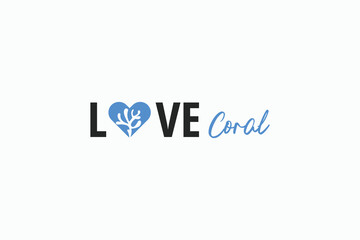 creative love coral typography iconic logo design vector illustration for community, business, company, farm, and gardening. modern love coral symbol logo vector design background with elegant styles