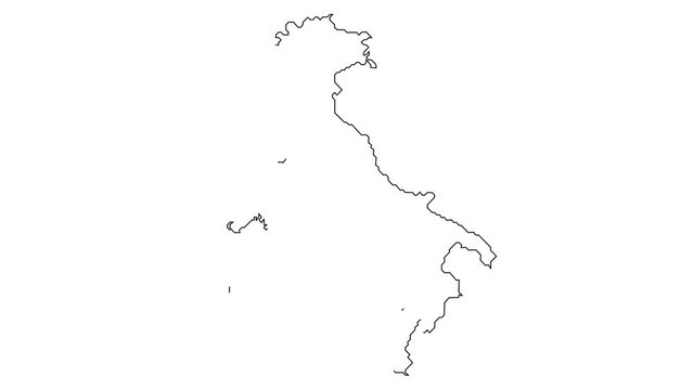 2D Italy map line drawing animation, visual Italy presentation narration, 4k 60 fps