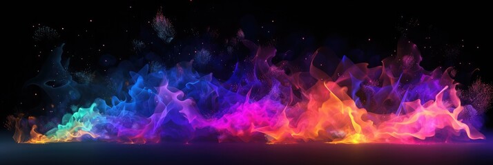 Neon fire works particles with many colors,8krender quality,8k 