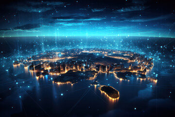 Global City Lights: Interconnected Network of Digital Business and Technology in the Modern World