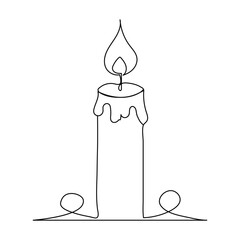 Candle continuous one line drawing of out line vector  art illustration