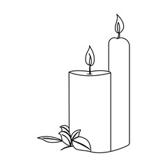 Candle continuous one line drawing of out line vector  art illustration