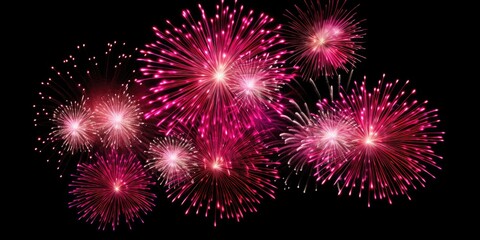 Fototapeta na wymiar Pink Fireworks. Beautiful festive pink fireworks on black background: fireworks, red, illustration, fireworks, background, black, new, year, happy, beautiful 