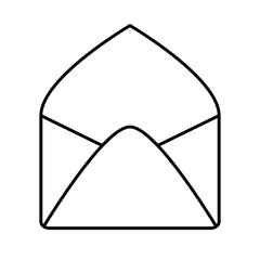 Opened empty envelope clipart doodle element. Vector line art sticker illustration design