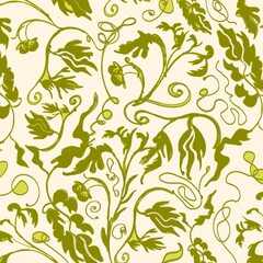 Tomato plants pattern, curls and leafs ornament