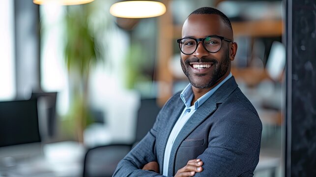 Confident Man in Suit With Crossed Arms