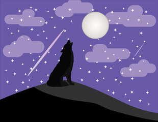 Wolf vector illustration artwork night view