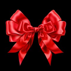 Red bow isolated on black background