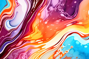 Closeup of abstract watercolor paint background texture with liquid fluid marbled paper texture banner texture. Generative AI (생성형 AI)