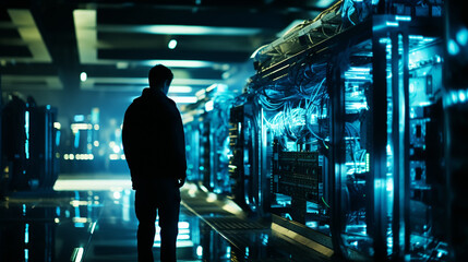 Fototapeta premium technician working in server room