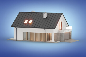 3D house on blue background. 3D illustration © Studio Harmony