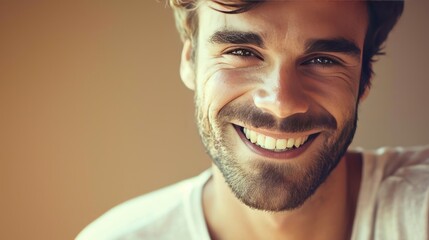 Smiling Bearded Man Facing the Camera