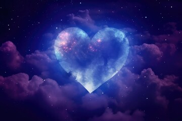 Naklejka na ściany i meble A heart-shaped silhouette against an indigo cosmic sky.