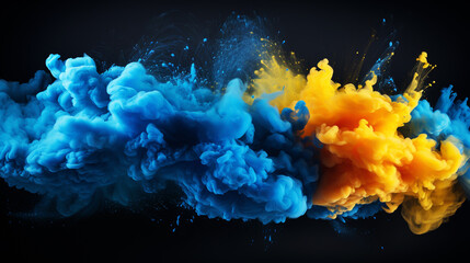 Person standing in between color smoke bombs