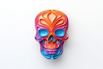 Close-up, 3d mockup of abstract skull with minimal background