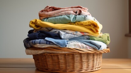 Colorful clothes in a laundry basket. Neural network AI generated art