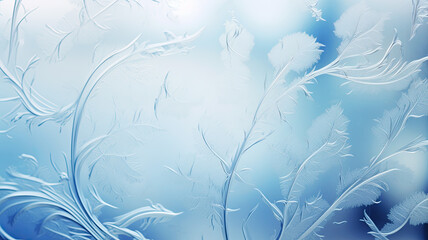 Fototapeta premium Ice pattern on the frozen window. Frosty beautiful natural winter background