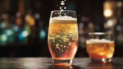 Showcase the effervescence in beverages. Whether it's a fizzy soda, a sparkling cocktail, or a frothy cappuccino, focus on the bubbles that add a refreshing element. - Generative AI

