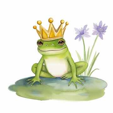 Aquarell eines lustigen Frosch mit Krone illustration