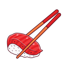 sushi with chopsticks illustration