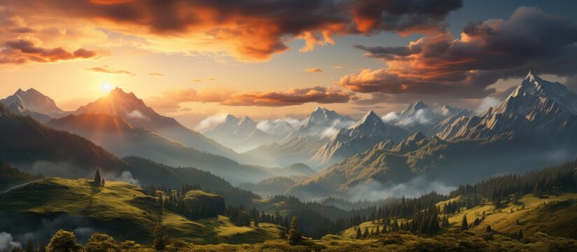 Sunset over the mountains