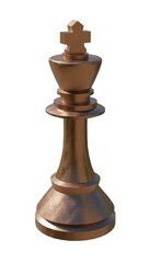 king chess old copper 3d rendering isolated