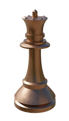 queen chess old copper 3d rendering isolated