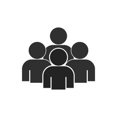 Isolated black pictogram group of people for team, teamwork, assembly point graphic element
