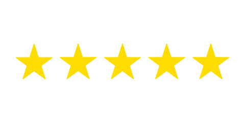 yellow 5 stars rating icon isolated on white and transparent background. five stars rating icon flat style vector illustration.