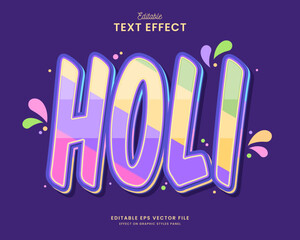 decorative holi festival editable text effect vector design
