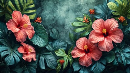 Watercolor images of flowers and leaves can be used as backgrounds for summer holidays, wedding invitations, and birthday parties.