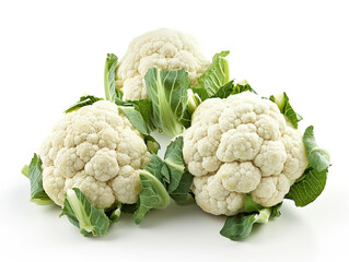 Fresh cauliflower isolated on white background. Minimalist style. 