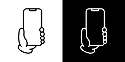 シンプルな手に持ったスマホアイコン