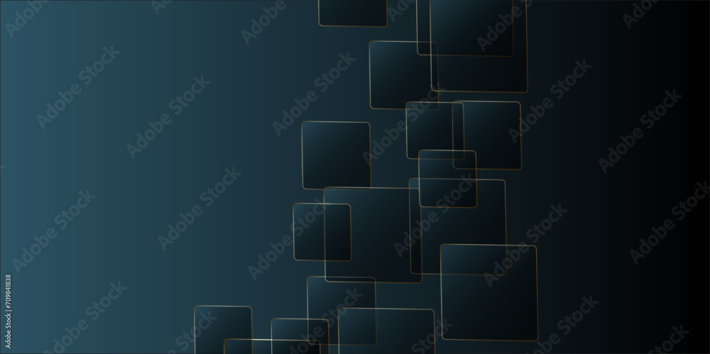 Poster abstract geometric square shapes .and lines transparent overlay with black, green background. modern