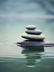 Zen SPA stone water artistic conception picture minimalist photography style composition aesthetic created with Generative Ai