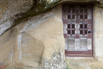 David Gareja monastery complex carved in sandstone mountain of Kakheti region of Georgia