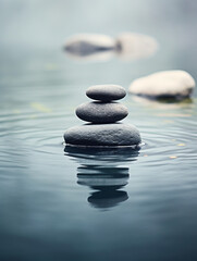 Zen SPA stone water artistic conception picture minimalist photography style composition aesthetic created with Generative Ai