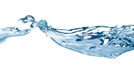 Water wave isolated on a white background close-up, clean drinking water concept