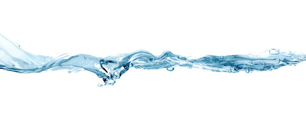 Water wave isolated on a white background close-up, clean drinking water concept