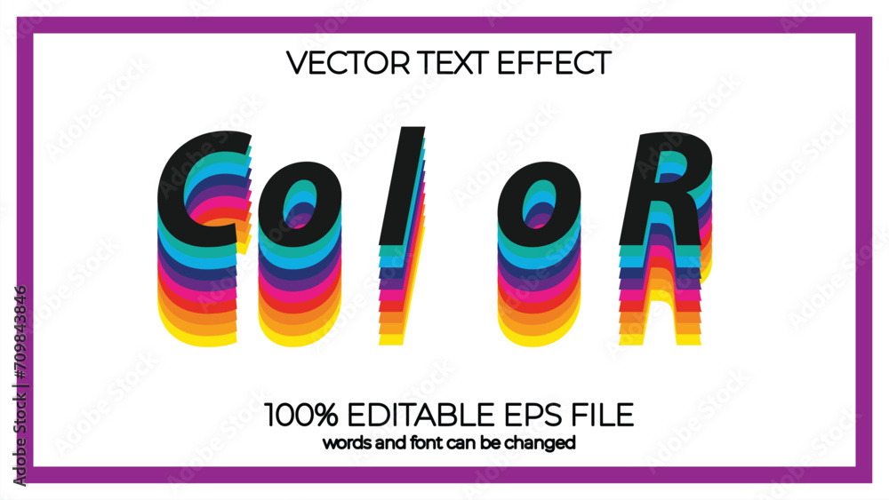 Aufkleber color retro editable text effect style, eps editable text effect