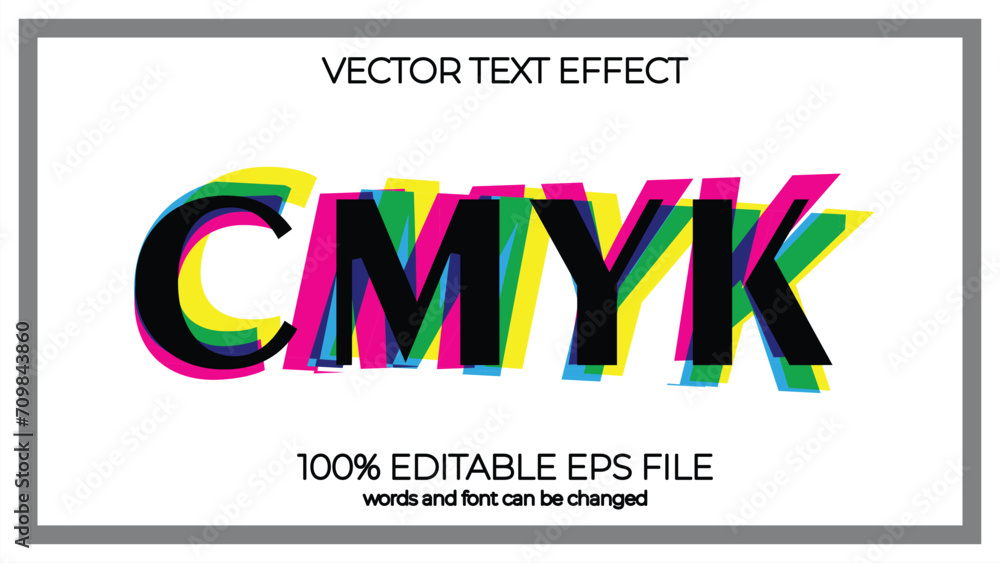 Poster cmyk retro editable text effect style, eps editable text effect
