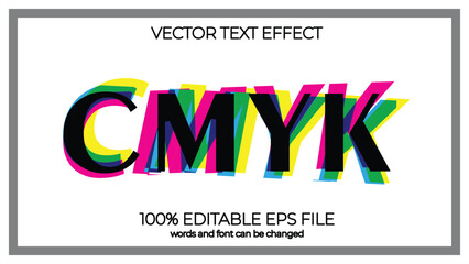CMYK Retro editable text effect style, EPS editable text effect