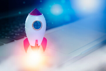 Start up boosting , space rocket launch , creative business ideas concept