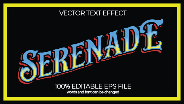 serenade editable text effect style, EPS editable text effect